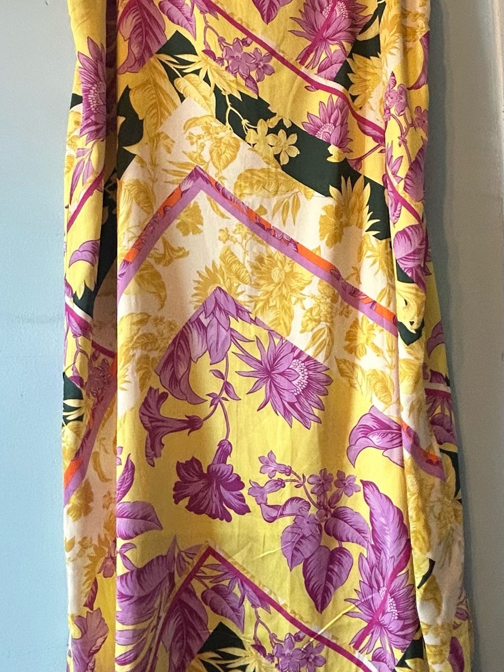 Ann Taylor Yellow Maxi Skirt with Purple Floral Print